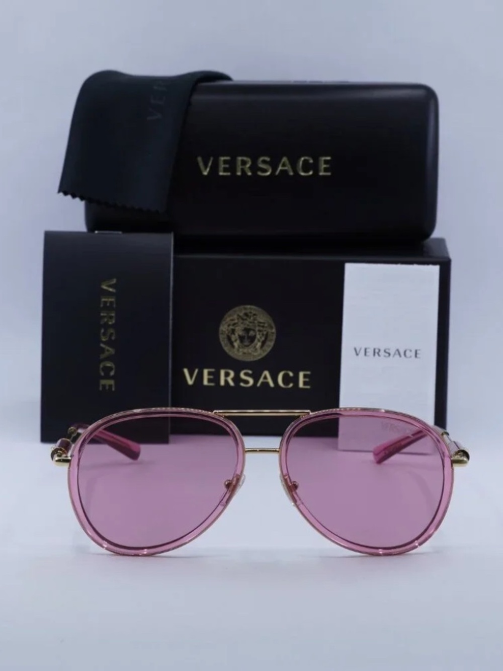 Versace Sunglasses Pink Transparent NWT - Picture 3 of 9
